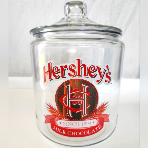 Hershey Kitchen Hersheys Glass Candy Canister Cookie Jar With Lid